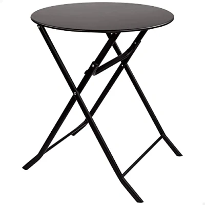 Abbildung von AKTIVE 61047 Runder Klapptisch Garten Metall, Schwarz/Weiß