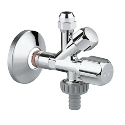 Abbildung von GROHE Original WAS Kombi Eckventil (mit selbstdichtendem Anschlussgewinde, Wandanschluss, mit Schlauchanschluss), chrom, 22036000