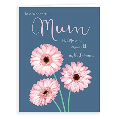 Abbildung von Piccadilly Greetings Luxuriöse, schöne moderne Geburtstagskarte mit Aufschrift Wonderful Mum, 20,3 x 15,2 cm, Koko Designs, K70007, Rosa