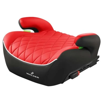 Abbildung von WALSER Premium Kinder Sitzerhöhung Auto ISOFIX, Qualitätssieger Sehr Gut* Kindersitz 125 150 cm, Kindersitzerhöhung Andy neueste Norm 2024 ECE R 129, schwarz/rot