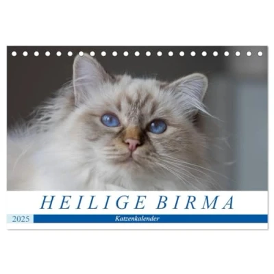 Abbildung von Heilige Birma Katzenkalender (Tischkalender 2025 DIN A5 quer), CALVENDO Monatskalender