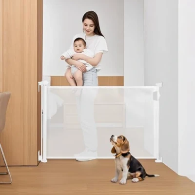 Abbildung von Nobleza Treppenschutzgitter Türschutzgitter Ausziehbar 0 180CM, Ausziehbares Baby Schutzgitter, für Kinder,Katzen und Hunde,Geeignet Innen Außenbereich, Weiß