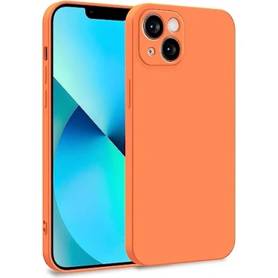 Abbildung von MyGadget Hülle kompatibel mit iPhone 13 Zweilagige Handyhülle Kameraschutz Cover Innenfutter &amp; Silikon außen Orange
