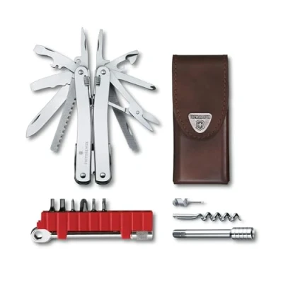 Abbildung von Victorinox Swiss Tool Spirit X Plus Ratchet, Edelstahl, Leder, 105 mm, 18 210 g