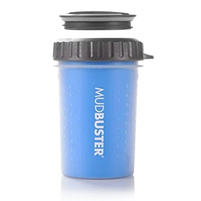 Abbildung von Dexas MudBuster Pfotenreiniger für Hunde, mit Deckel, tragbar, M, Dunkelblau (Pro Blue)