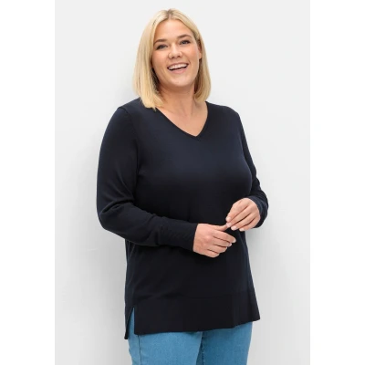 Abbildung von Sheego Strickpullover, Damen, Größe: 40/42, Tiefblau