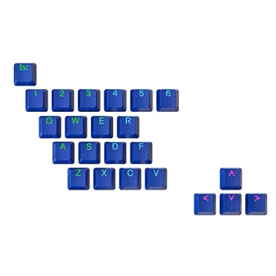 Abbildung von Ranked Gummi Tastenkappen Set Doppelschuss Durchscheinend OEM Profil für Mechanische Gaming Tastatur (Dunkelblau , 23 Tasten )