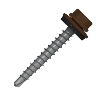 Abbildung von Bohrschraube mit 14mm scheibe 4,8x35 RAL 8011 Nussbraun 100 stück
