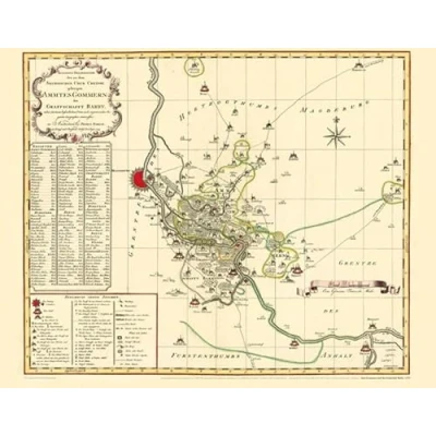 Abbildung von Historische Karte: Amt Gommern mit der Grafschaft Barby, 1753 (Plano): KURFÜRSTENTUM SACHSEN KURKREIS.