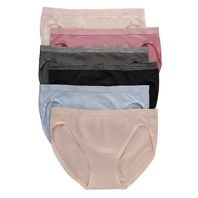 Abbildung von Hanes Damen Set, ComfortFlex Fit Panties, Nahtlose, 6er Pack Unterwäsche im Bikini Stil, L