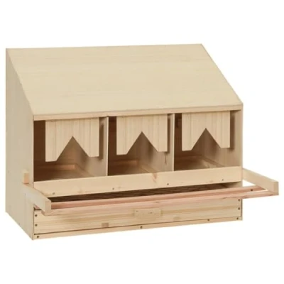 Abbildung von vidaXL Kiefernholz Massiv Legenest Hühnernest 3 Fächer für große Hühner Legenester Abrolllegenest Abrollnest Abroll 72x33x54cm