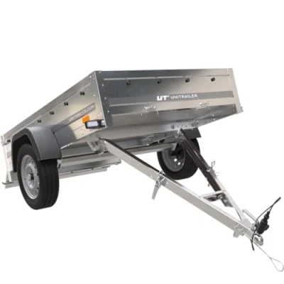 Abbildung von UNITRAILER PKW Anhänger Garden Trailer 201 Kipp, Autoanhänger 750Kg mit 200x125cm Ladefläche, bis Kippbare V Deichsel und Aufklappbare Hintere Bordwand