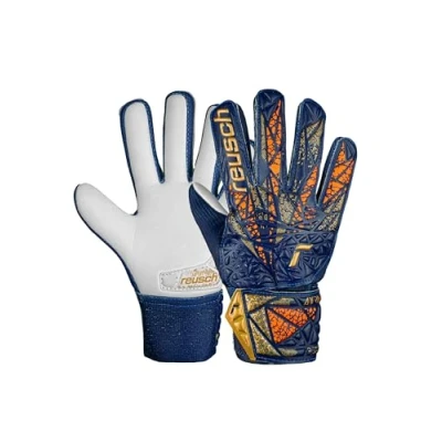 Abbildung von Reusch Attrakt Starter Grip Torwarthandschuhe für Erwachsene mit Negative Cut und herausragendem Grip, blau Gold, 10