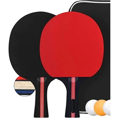 Abbildung von PIQIUQIU Tischtennisschläger Set mit 2 Schläger und 3 Bälle in Tasche, Tischtennis Ping Pong Set(Farbe zufällig)