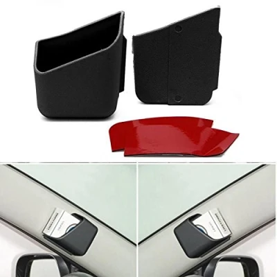 Abbildung von SCHWARZ/BLACK 2er Set Brillenhalter selbstklebende Kfz Sonnenbrillen Etui Fach Brillenetui Sonnenbrillenhalterung Brillenablage Halter Organizer sarachen INION®