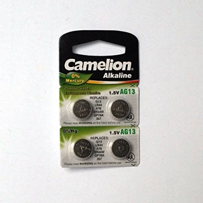Abbildung von ARCAS Knopfzellen AG13 Alkaline Batterie 1,5V 11,6x5,4mm 4er Pack auf Blister LR44 / A76