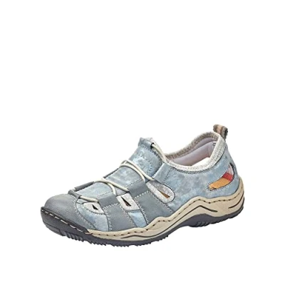 Abbildung von Rieker L0561 Halbschuh, Damen, Blue Adria Heaven Silverflower 12, 38 EU