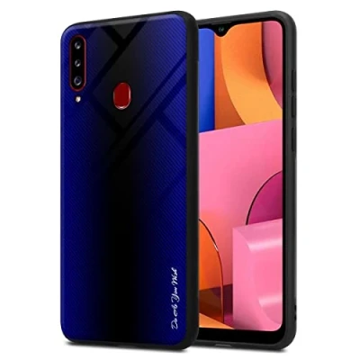 Abbildung von Cadorabo Hülle kompatibel mit Samsung Galaxy A20s Schutzhülle TPU Silikon Case Glas Slim Kratzfest Weiche Gummi Rundumschutz für in Lila