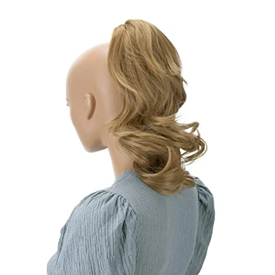 Abbildung von CAISHA 35cm Haarteil Helena Zopf Haarverlängerung mit Butterflyklammer Voluminös Gewellt Dunkelblond H135