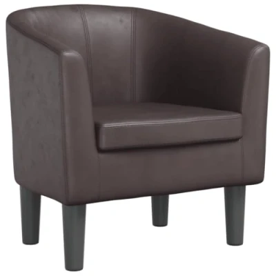 Abbildung von vidaXL Clubsessel, Sessel mit gepolstertem Sitz Armlehnen, Cocktailsessel Holzgestell, Loungesessel Relaxsessel Polstersessel, Braun Kunstleder