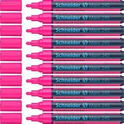 Abbildung von Schneider Maxx 245 Glasboardmarker / Whiteboard Marker (für Glasflächen, trocken abwischbar) 10er Packung pink