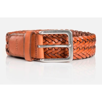 Abbildung von MONTI Ledergürtel, 3,5 cm breit, Business Casual, Glattleder geflochten