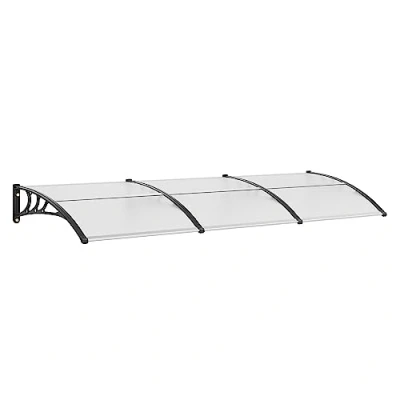 Abbildung von VEVOR Vordach Haustür 965 x 2975 mm Überdachung UF50+ PC Sonnenschutzfolie Haustürvordach Blatt + ABS Halterung Aluminium Verbinder Pultvordach UV beständig Haustürdach Pultbogenvordach