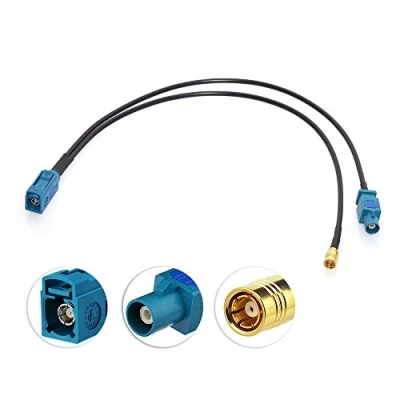 Abbildung von Eightwood DAB DAB+ Antenne SMB Autoradio Antennensplitter Fakra Z Stecker auf Buchse Pigtail Kabel RG174 12inch 30cm für Digitalradio Empfang Blaupunkt Beat TechniSat MEHRWEG