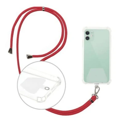 Abbildung von Generic Handykette Umhänge Trage Kette für Fairphone 4 Handyhülle Tasche Kordel Band Schnur Umhängen Umhängeband Lanyard, rot