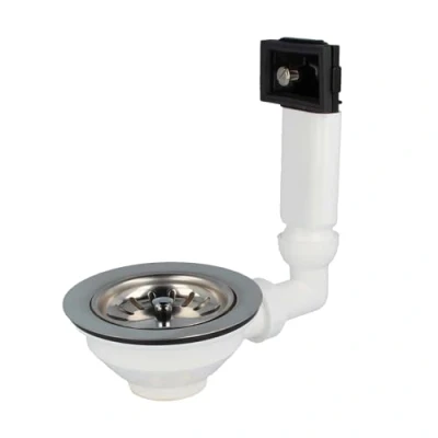 Abbildung von tecuro Siphon Spülen Siebkorbventil Ø 114 mm (3 1/2 Zoll) mit Überlauf 38x64