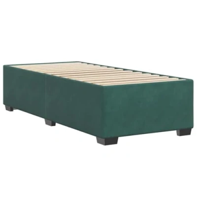 Abbildung von vidaXL Bettgestell, Bettrahmen mit Lattenrost, Polsterbett Bett für Schlafzimmer, Einzelbett Schlafzimmerbett, Dunkelgrün 90x200cm Samt