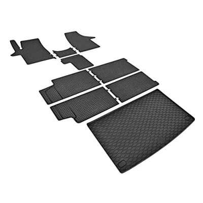 Abbildung von Z4L Gummifußmatten und Kofferraumwanne EIN Set geeignet für VW T6 Transporter/Caravelle 8 Sitze ab 2015 bis 2019 L1 + Tunel