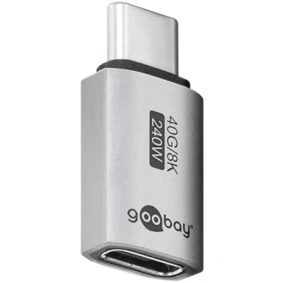Abbildung von goobay USB C Adapter 240W 40 Gbit Verlängerung gerade USB4 (Stecker auf Buchse) / 4.0 Adpter 8K@60 Hz, abwärtskompatibel 3.1, 2.0/74447