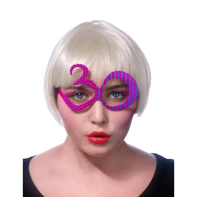 Abbildung von PartyDeco Brillen in Form von Zahlen 30 Fuchsia Sonnenbrille Zubehör für Runde Geburtstag Verkleidungen Geschenk lustige Gadgets