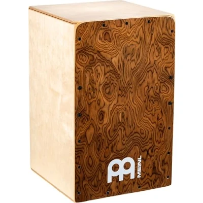 Abbildung von Meinl Percussion Snarecraft Cajon Instrument Große Trommelkiste mit zwei Snare Teppichen Schlagfläche Burl Wood (SC100BW)