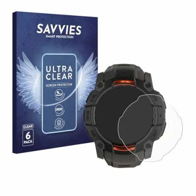 Abbildung von Savvies 6 Stück Schutzfolie für Garmin Instinct 3 Solar (45 mm) Displayschutz Folie Ultra Transparent