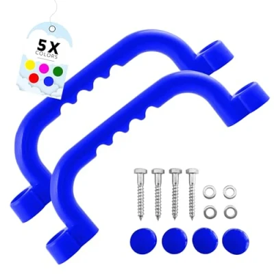 Abbildung von GO!elements Haltegriff und Spielhaus Zubehör Outdoor Klettergriffe Kinder Haltegriffe Spielturm oder Baumhaus inkl. Befestigungsmaterial Paarweise (2 Stück), Farbe: Blau