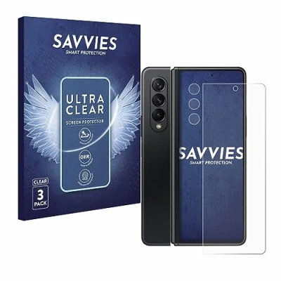 Abbildung von Savvies 6 Stück Schutzfolie für Samsung Galaxy Z Fold 3 5G (Display+Kamera) Displayschutz Folie Ultra Transparent