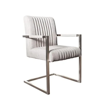 Abbildung von riess ambiente Freischwinger BIG ASTON stone grau / silber, Esszimmer · Microfaser Armlehne Federkern Industrial