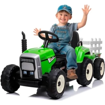 Abbildung von Elektro Kindertraktor mit Anhänger 12V Grün