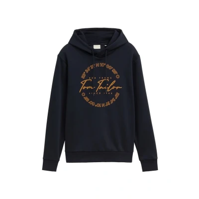 Abbildung von TOM TAILOR Herren Hoodie Sweatshirt mit Logo Print, 15148 Sky Captain Blue, XL