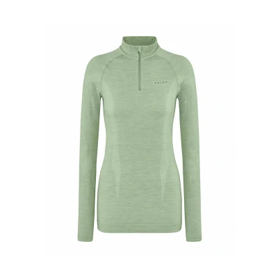 Abbildung von FALKE Damen Baselayer Shirt Wool Tech. Funktionsmaterial Wolle Schnelltrocknend Warm 1 Stück, Grün (Quiet Green 7378), M