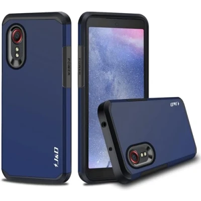 Abbildung von J&amp;D Handyhülle Kompatibel für Samsung Galaxy Xcover 5 Hülle, Heavy Duty Doppelschicht Hybrid Robustes Stoßfest Schutzhülle 5, Navy Blau