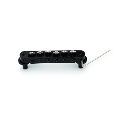 Abbildung von Guyker Tune O Matic Rollsattelbrücke Saitenraum 10,5 mm Gitarrenbrücken mit Pfostenloch 4,2 Ersatz, kompatibel Les Paul LP SG 6 Saiten E Gitarre GM015, Schwarz