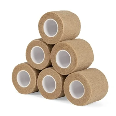 Abbildung von Haftbandage Verband Selbstklebender 5cm x 4,5m, Fixierbinde Selbsthaftend Kohäsive Bandage für Erste Hilfe Dog Tierarztwickelband Sport Elastische Binde Handgelenk, Füße (Hautfarbe, 6 Rollen)