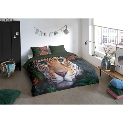 Abbildung von PURE luxury collection Wendebettwäsche &quot;Wildlife flowers&quot;, (2 tlg.), mit Leopard