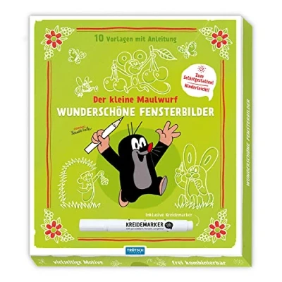 Abbildung von Trötsch Der kleine Maulwurf Mappe mit Vorlagen und Kreidemarker Wunderschöne Fensterbilder Kreidemarker: Fensterbilderbuch Beschäftigungsbuch