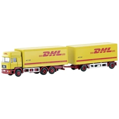Abbildung von Minis by Lemke Modelleisenbahn Straße N MAN F90, 3 achs Koffer Hängerzug DHL