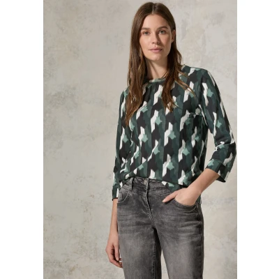 Abbildung von Cecil Grafischem Print Langarmshirt, Damen, Größe: Large, Grün
