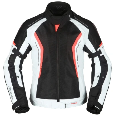 Abbildung von Modeka Motorradjacke Khao Air Lady Textiljacke Damen schwarz / hellgrau rot